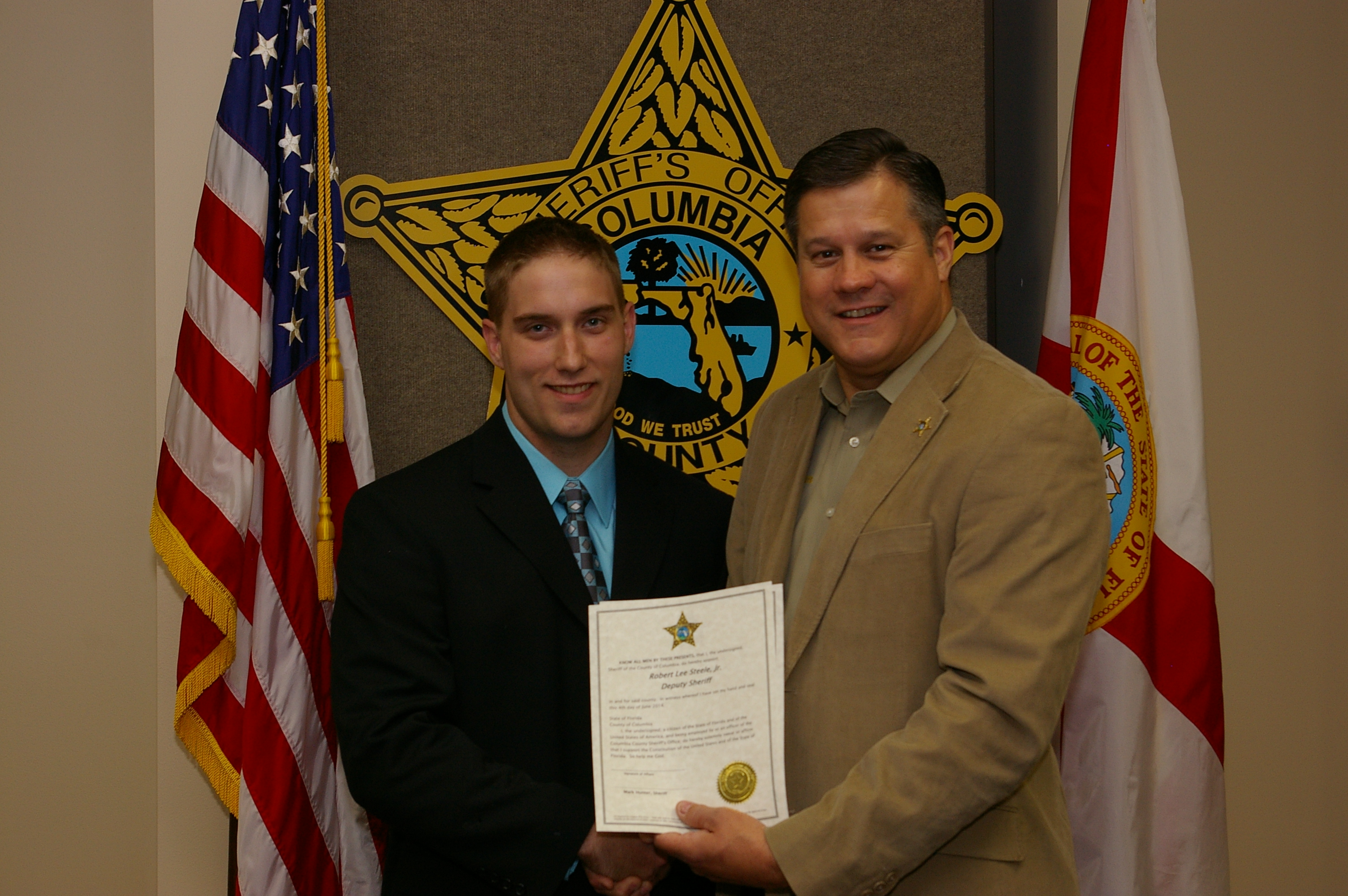 Deputy Sheriff Robert Steele and Sheriff Mark Hunter