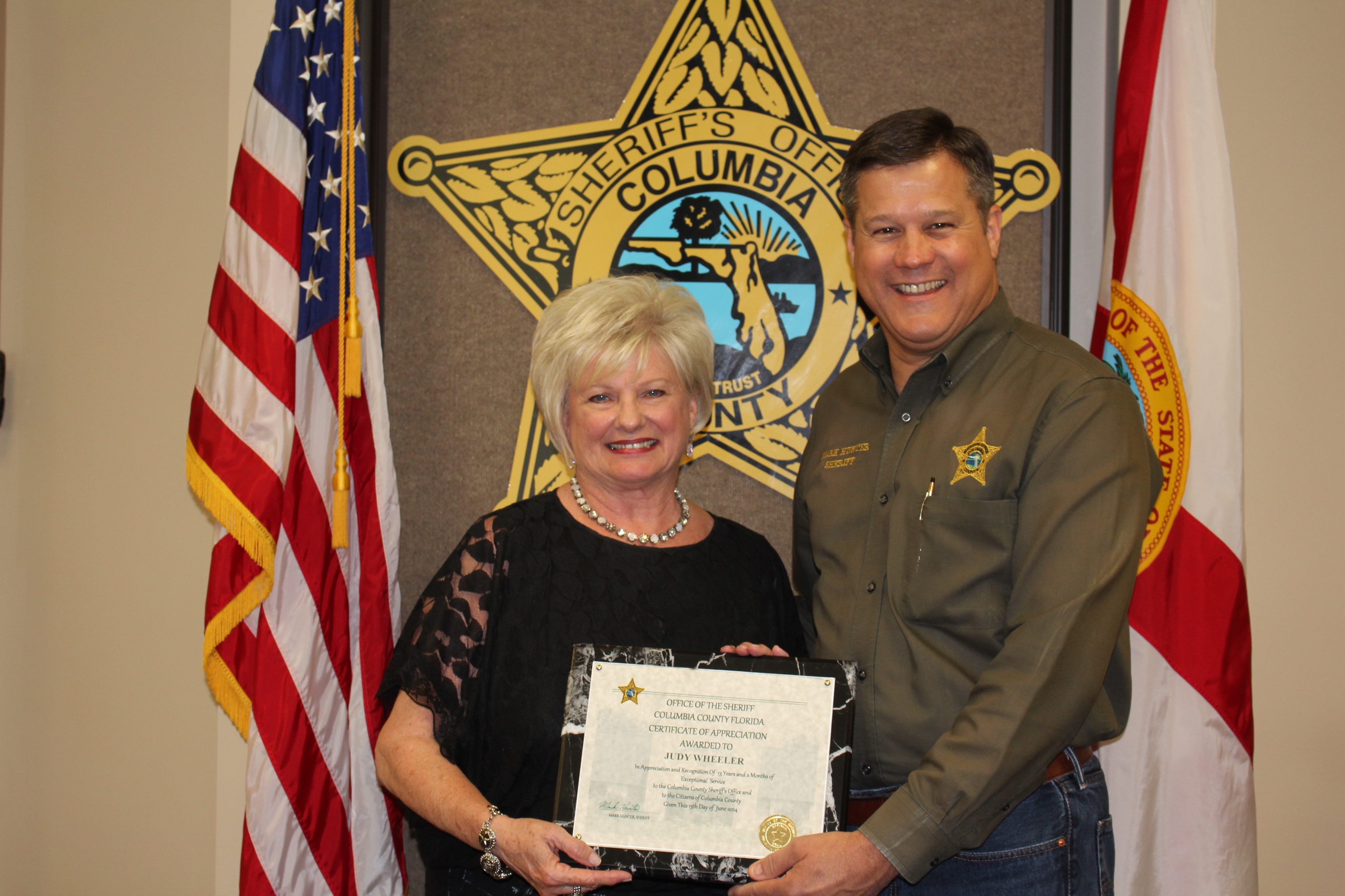 Ms. Judy Wheeler and Sheriff Mark Hunter