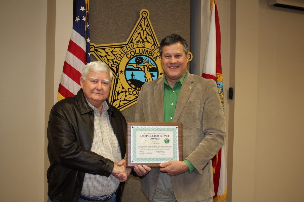 On Thursday, January 29, Columbia County Sheriff Mark Hunter recognized a local resident for his service to the Florida Sheriff's Association.