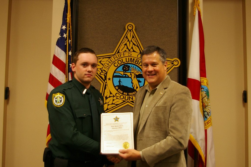 On Wednesday, April 1, in a ceremony attended by family, friends and Sheriff's Office personnel, Sheriff Mark Hunter swore in Mr. Dillon Moore as a Detention Deputy.