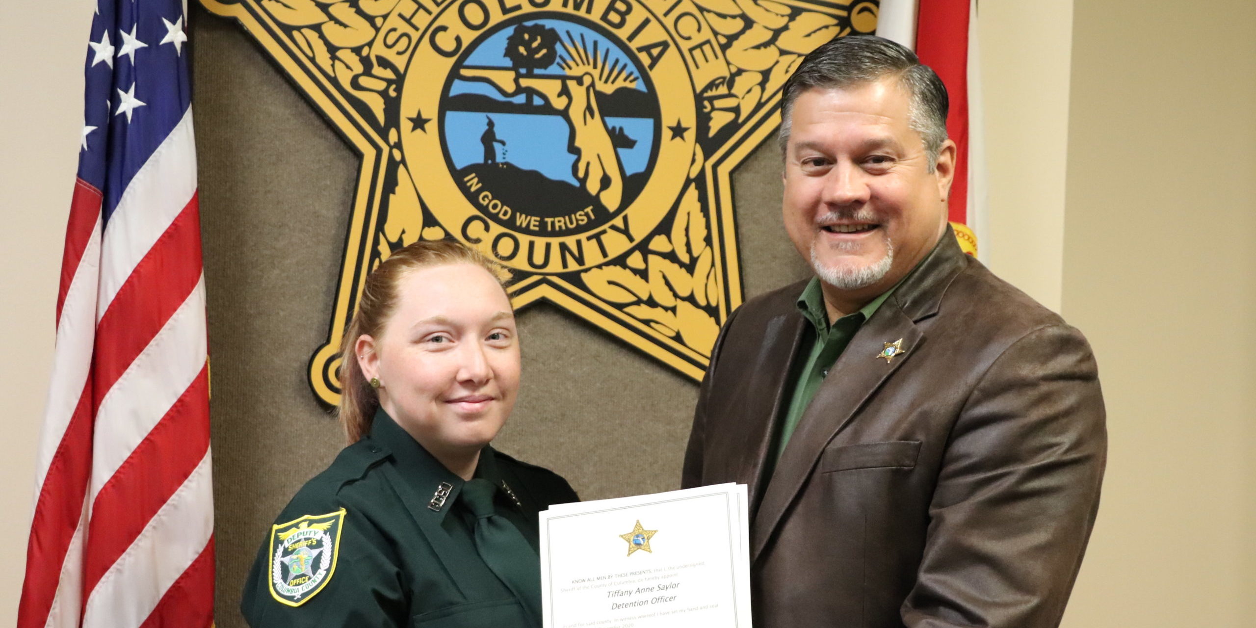 Sheriff Hunter Swears In Two New Employees   Columbia County, FL